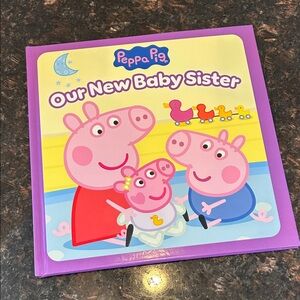 New Peppa Pig Purple and Pink "Our New Baby Sister" Hardcover Book